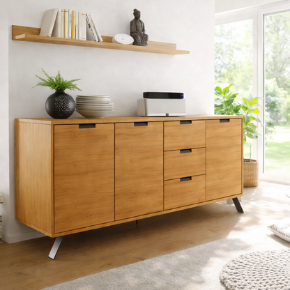 Minimalist Sideboard Cabinet with Drawers and Door Storage