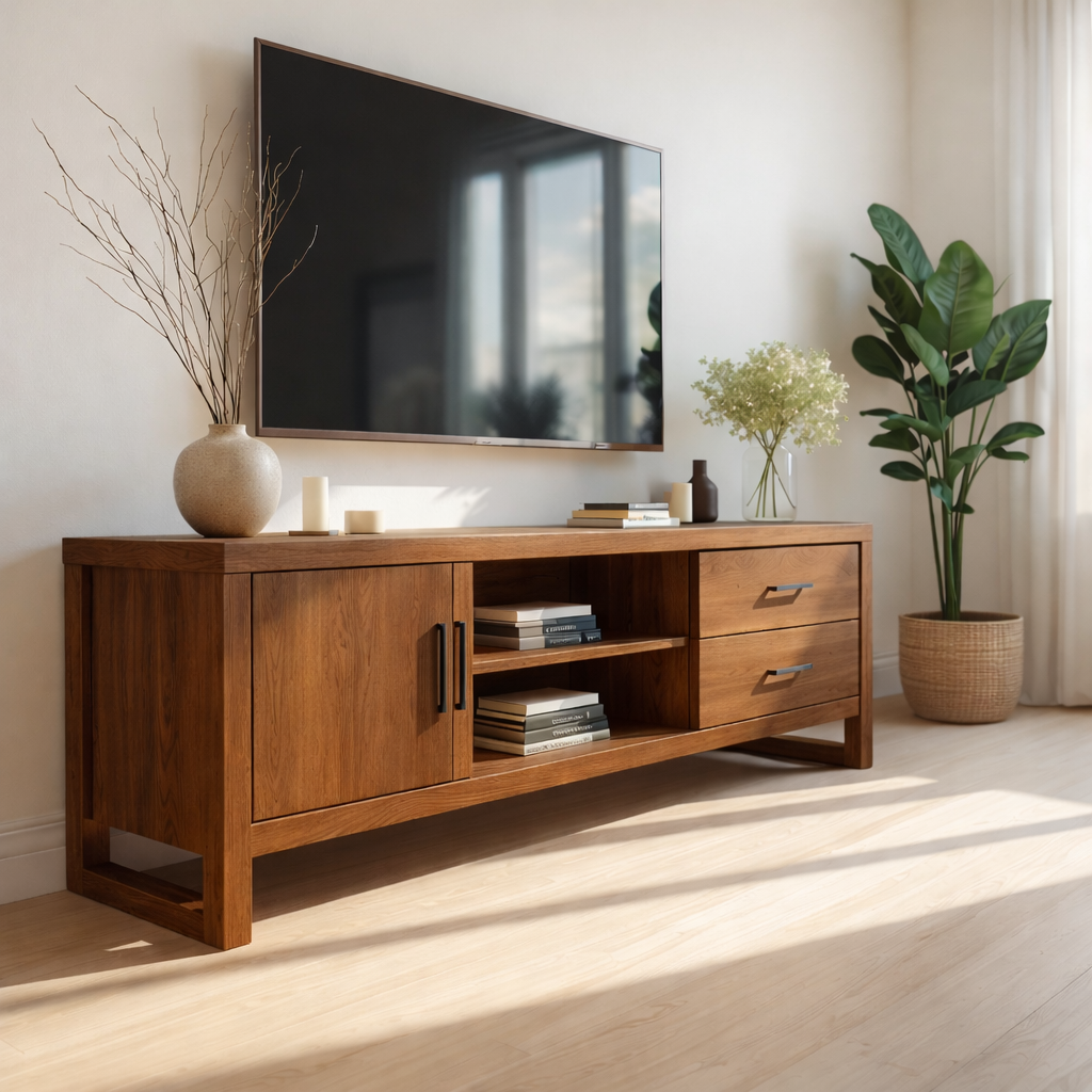 Mid Century Solid Wood TV Stand Modern Media Console Long Entertainment Center Cabinet Kitchnce