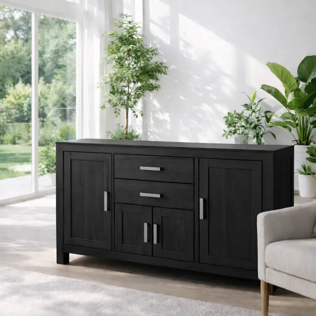 Modern Solid Wood Sideboard Console Table with Multi Storage Compartments Kitchnce