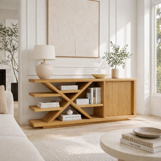 Modern Solid Wood Console Sideboard – Minimalist Walnut Storage Cabinet