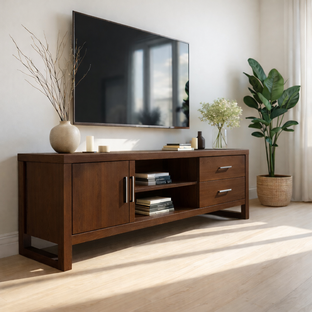 Mid Century Solid Wood TV Stand Modern Media Console Long Entertainment Center Cabinet Kitchnce