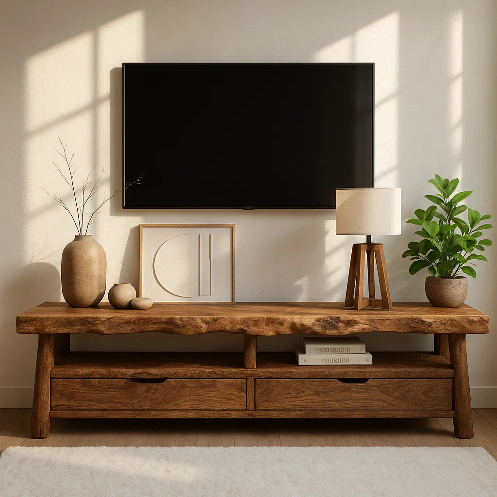 Rustic Wood TV Stand With Drawers and Open Shelf Long Media Console Entertainment Center Kitchnce