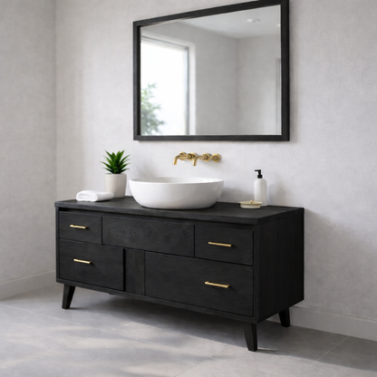 Minimalist Solid Wood Bathroom Vanity Cabinet – Modern Wall Mount, No Sink