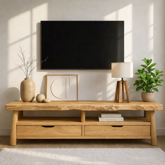 Rustic Wood TV Stand With Drawers and Open Shelf Long Media Console Entertainment Center Kitchnce