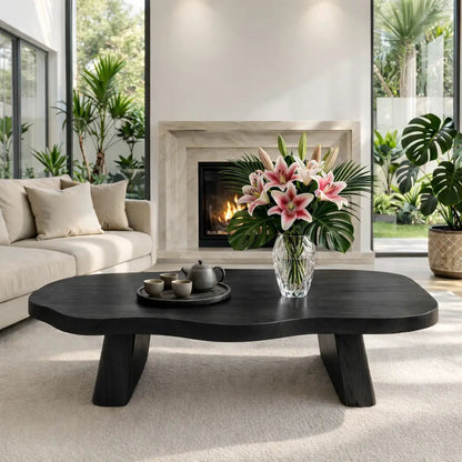 Elegant Live Edge Wooden Coffee Table, Modern and Stylish Living Room Furniture Kitchnce