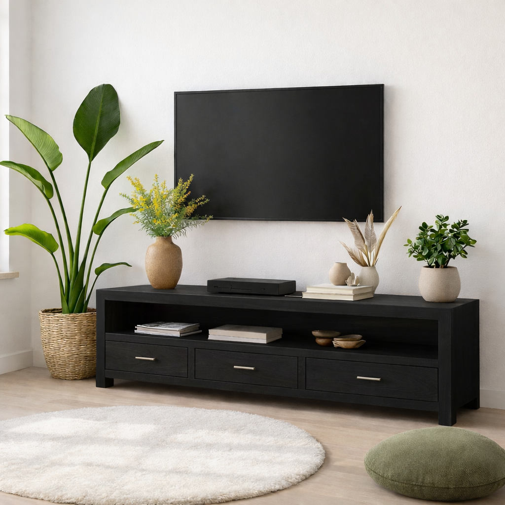 Mid Century Solid Wood TV Stand Modern Media Console Long Entertainment Center Cabinet Kitchnce
