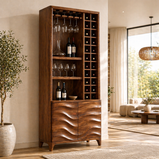 Modern Tall Wine Cabinet Glasses Rack Bottle Storage Freestanding Display Cabinet