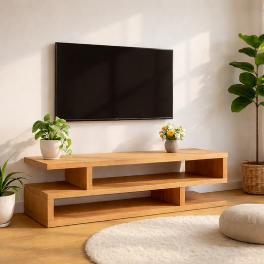 Minimalist Wood TV Stand Long Modern Media Console Low Profile Entertainment Center Kitchnce