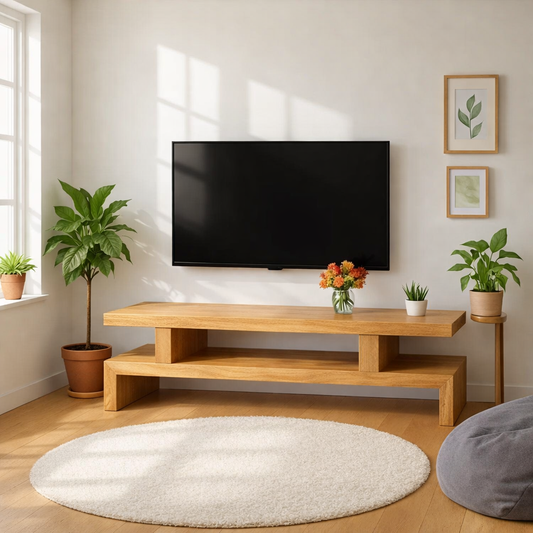 Minimalist Solid Wood TV Stand Modern Media Console Low Profile Entertainment Center Table Kitchnce