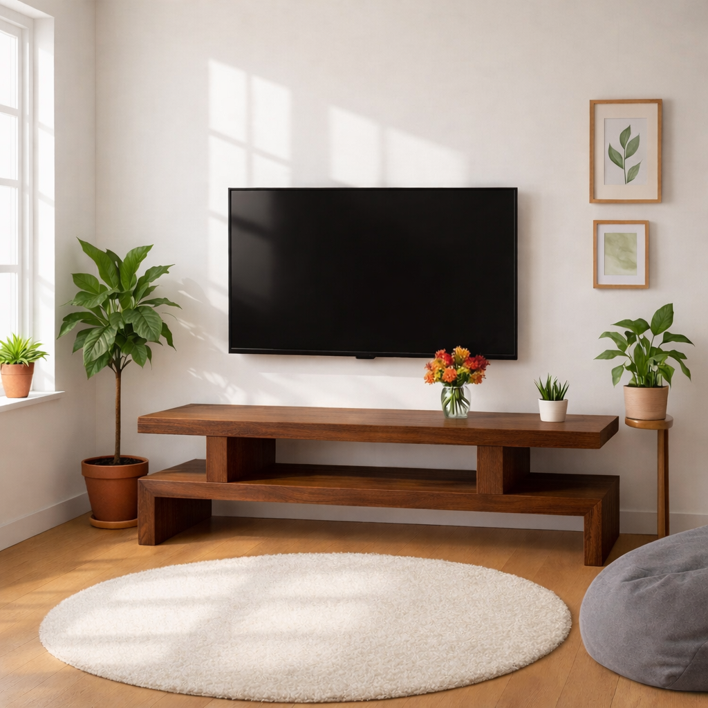 Minimalist Solid Wood TV Stand Modern Media Console Low Profile Entertainment Center Table Kitchnce