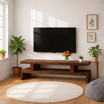 Minimalist Solid Wood TV Stand Modern Media Console Low Profile Entertainment Center Table Kitchnce