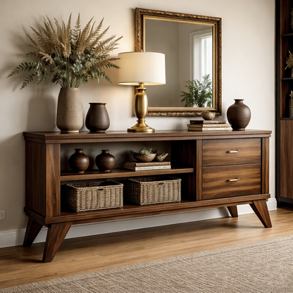 Handcrafted Console Cabinet with Storage - Mid-Century Modern Design