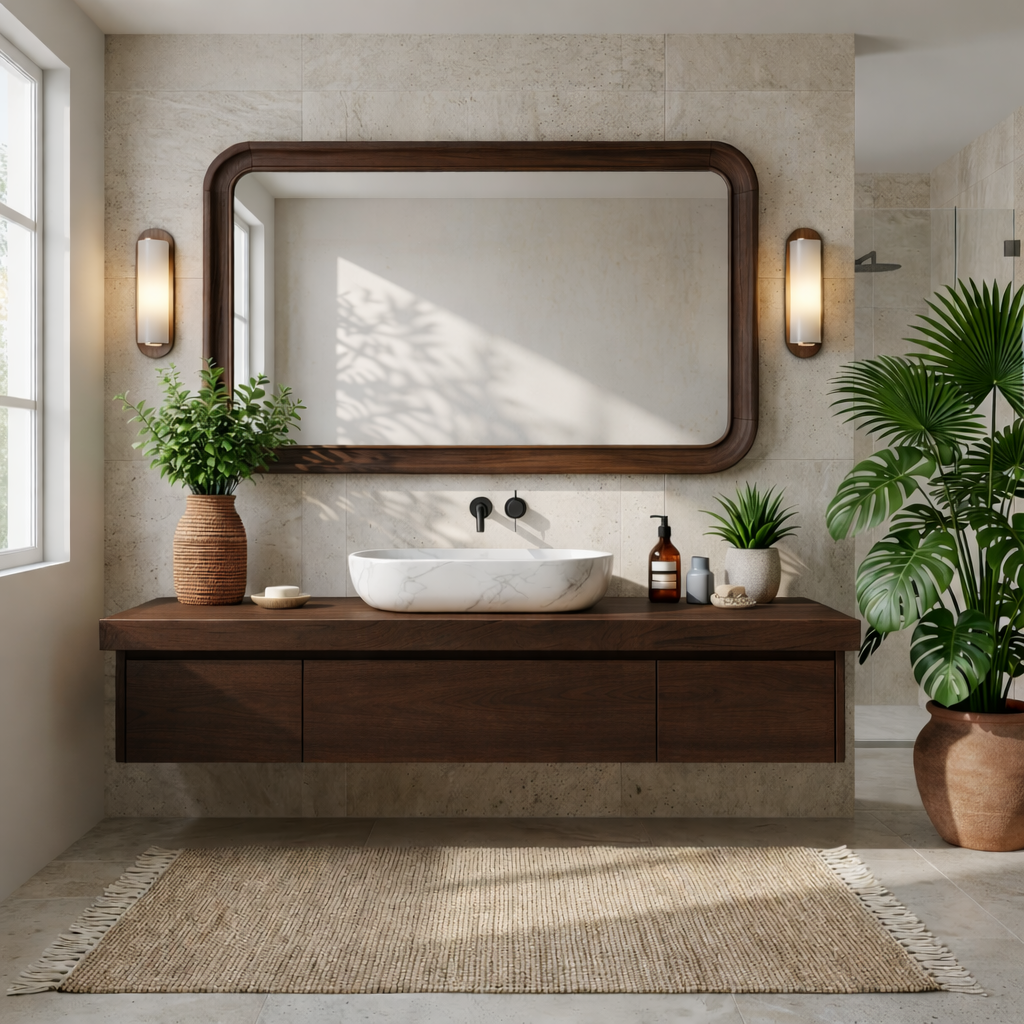 Modern Floating Vanity with Storage, Wall-Mounted Oak Bathroom Cabinet, Minimalist Design Kitchnce