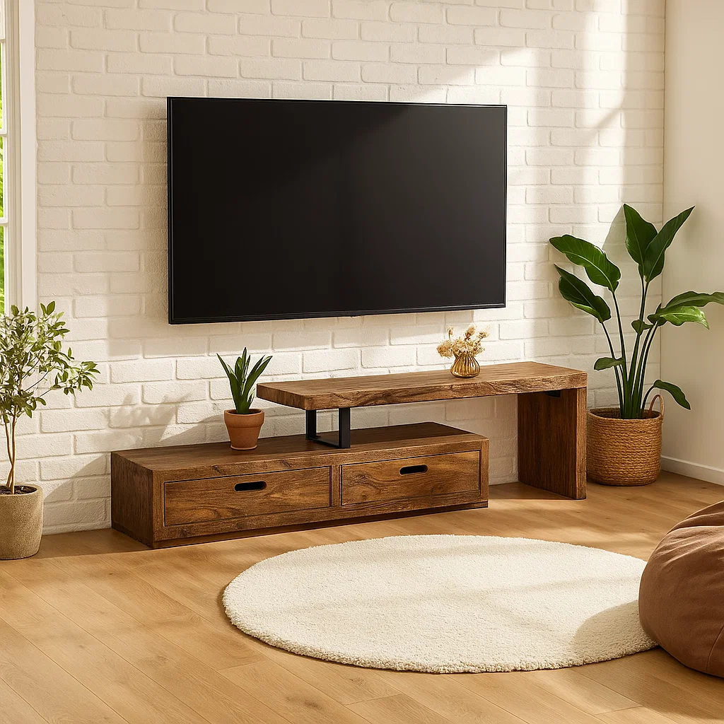Modern Solid Wood TV Stand Minimalist Media Console Low Entertainment Center Cabinet Kitchnce