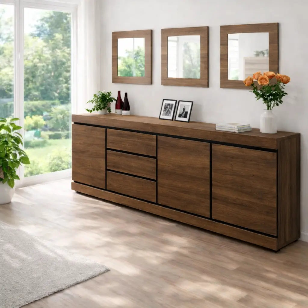 Modern Console Table with Drawers & Cabinet Storage Kitchnce