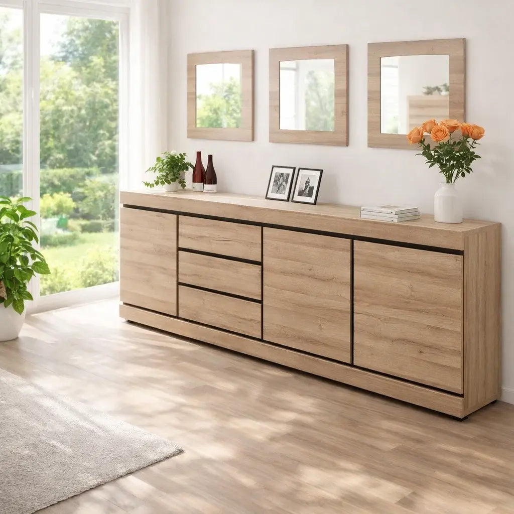 Modern Console Table with Drawers & Cabinet Storage Kitchnce