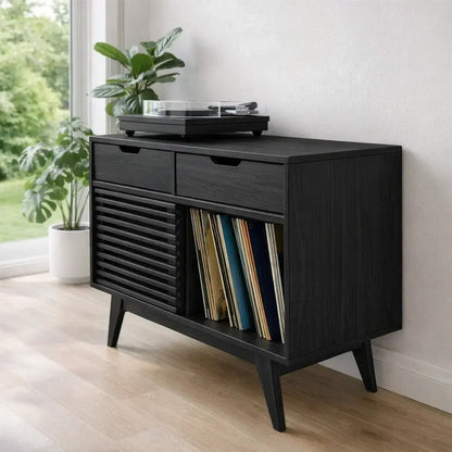 Modern Console Table with Drawers, Sliding Door & Open Storage Kitchnce