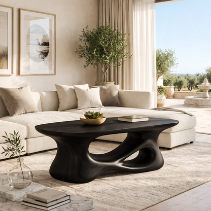 Sculptural Wooden Coffee Table with Curved Modern Design