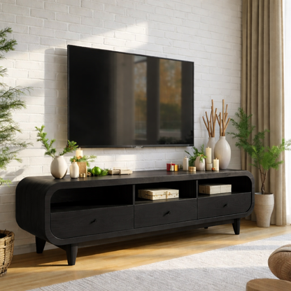 Mid Century Walnut TV Stand Solid Wood Media Console Modern Entertainment Center Cabinet Kitchnce