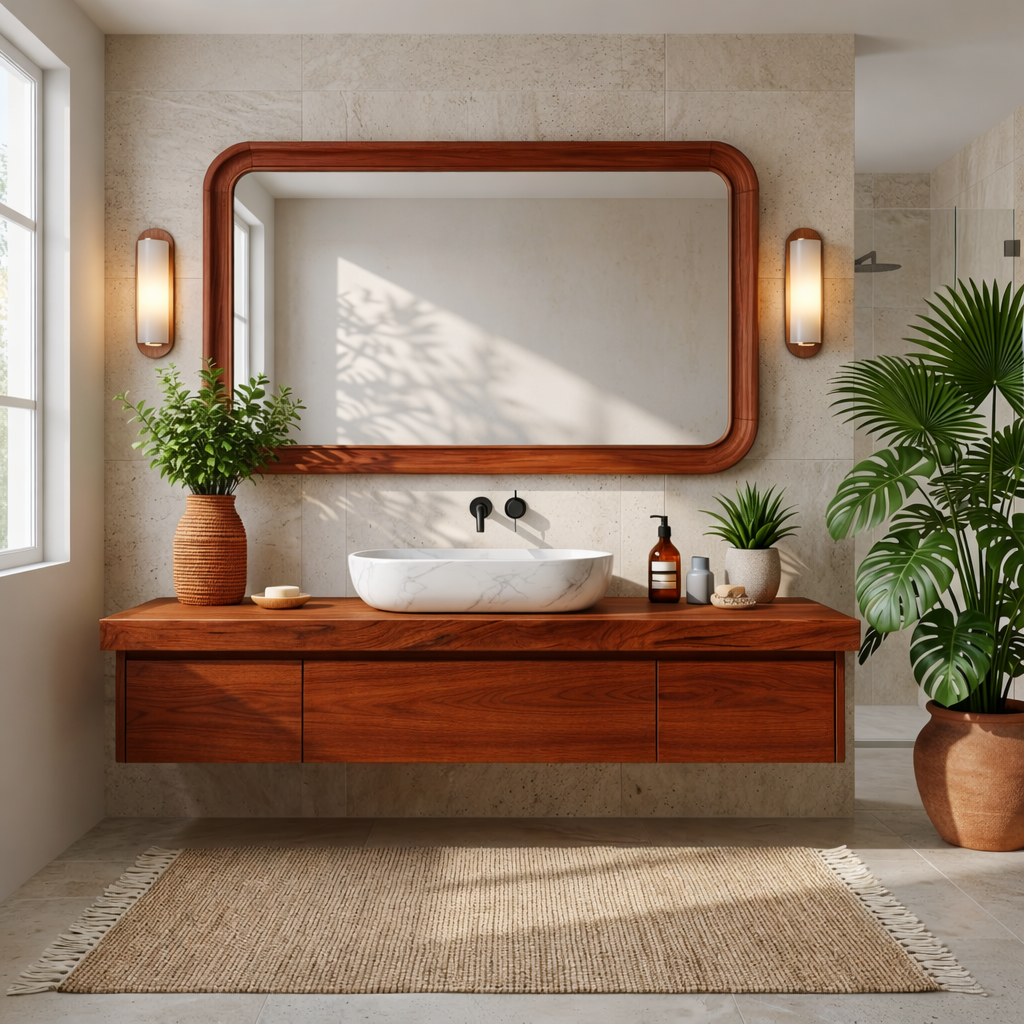 Modern Floating Vanity with Storage, Wall-Mounted Oak Bathroom Cabinet, Minimalist Design Kitchnce