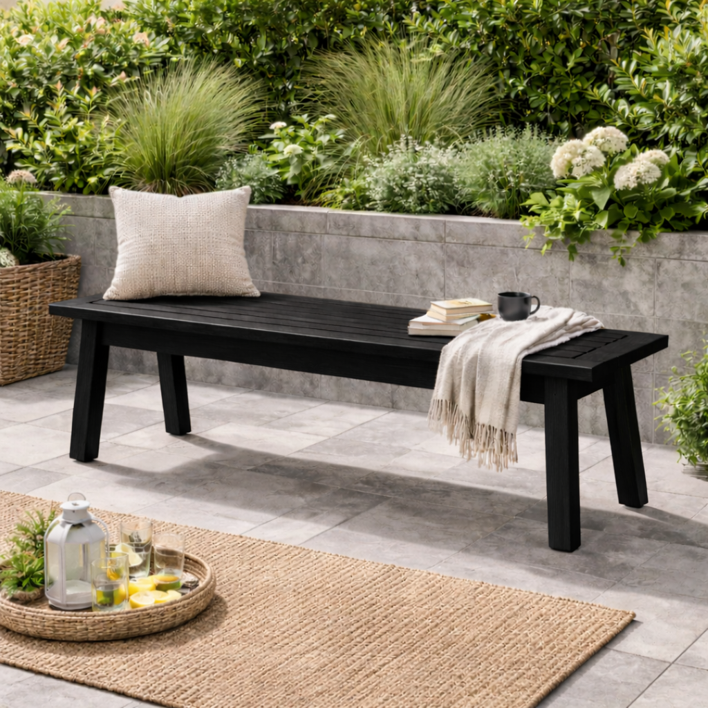 Outdoor Solid Wood Entryway Bench | Modern Patio & Garden Bench with Storage Kitchnce