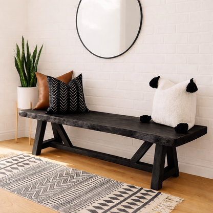 Live Edge Solid Wood Bench, Rustic Farmhouse Entryway Dining Seat