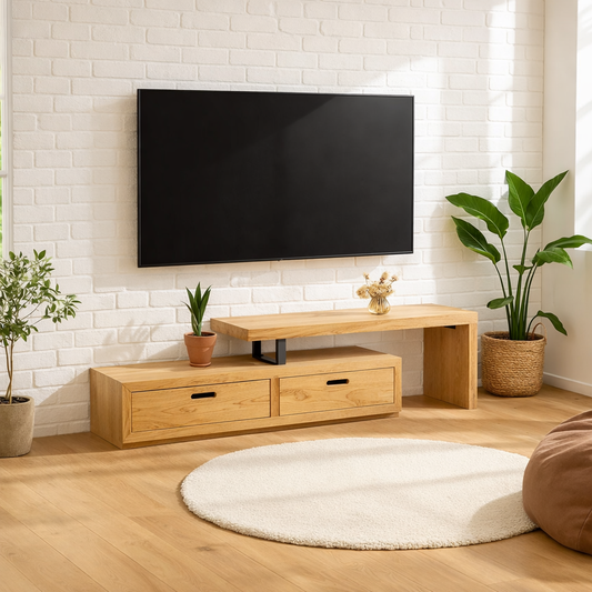 Modern Solid Wood TV Stand Minimalist Media Console Low Entertainment Center Cabinet Kitchnce