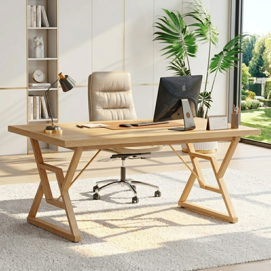 Modern Work Desk with Unique X-Shaped Legs for Home Office