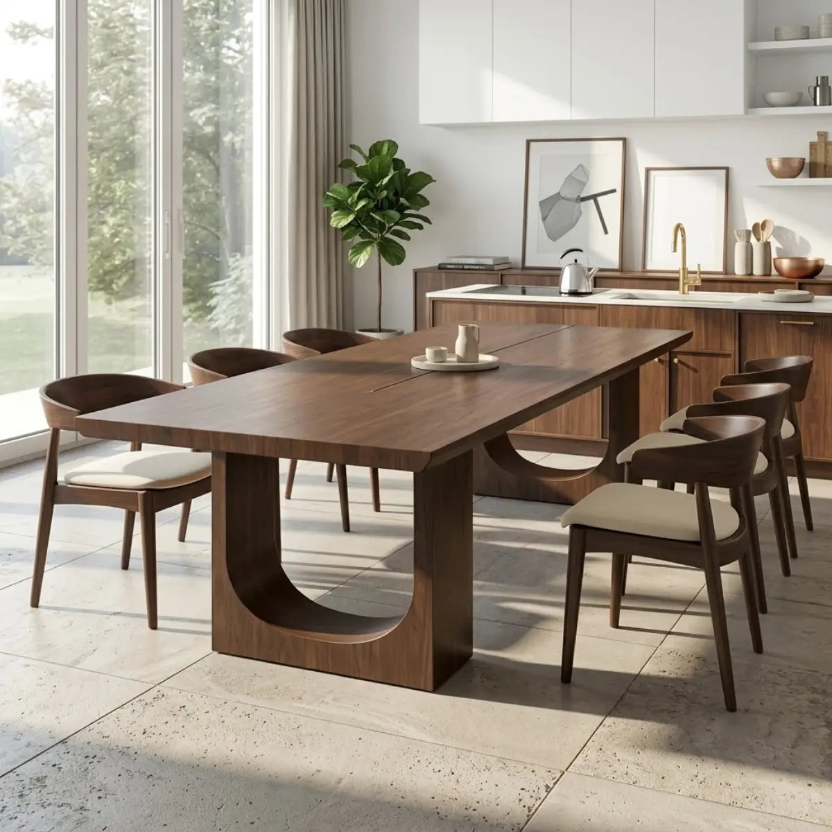 Modern Rectangular Dining Table Sculptural Base Large Kitchen Dining Room Furniture Kitchnce