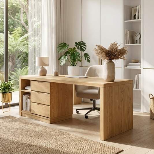 Modern Executive Desk with Drawers Storage Home Office Table Large Writing Workstation