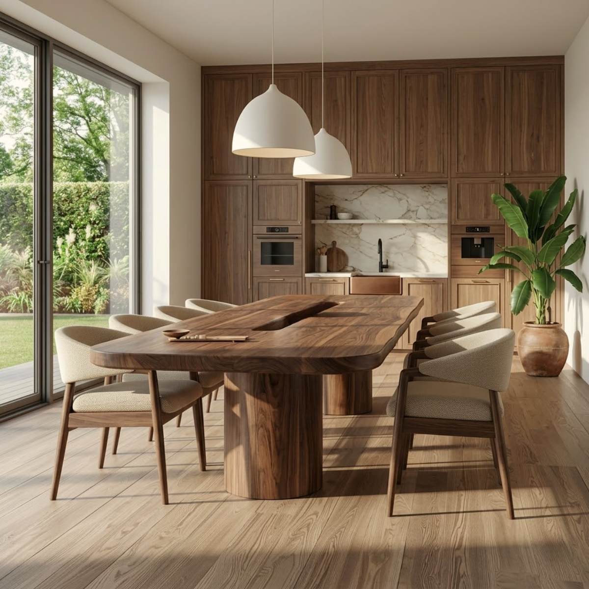 Modern Large Dining Table Oval Sculptural Pedestal Base Kitchen Dining Room Furniture