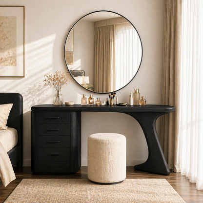 Modern Makeup Vanity Desk With Drawers Sculptural Dressing Table Bedroom Furniture