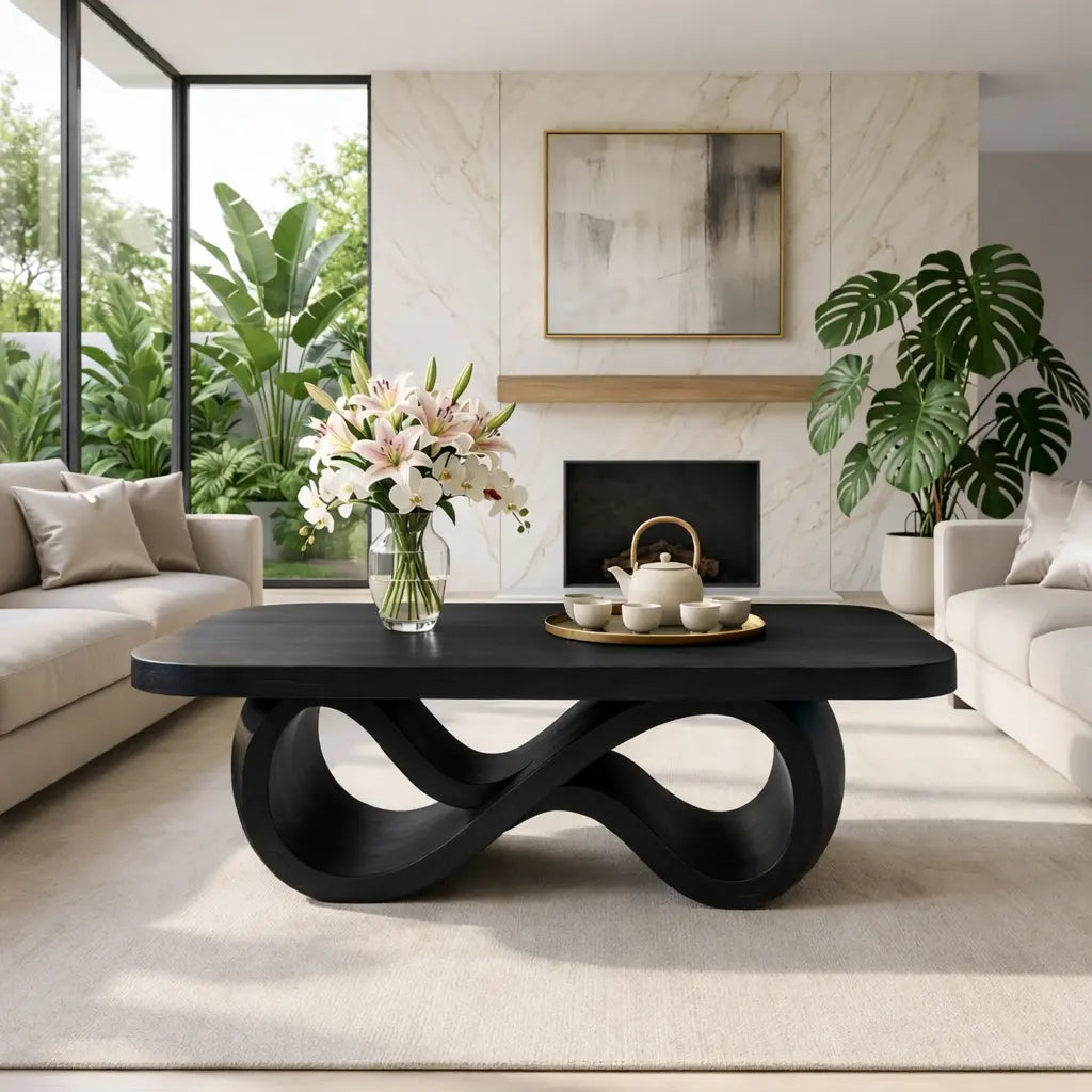 Elegant Infinity-Shaped Coffee Table, Modern Wooden Living Room Furniture Kitchnce
