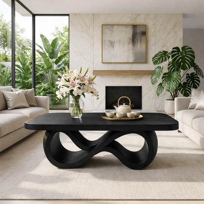 Elegant Infinity-Shaped Coffee Table, Modern Wooden Living Room Furniture Kitchnce