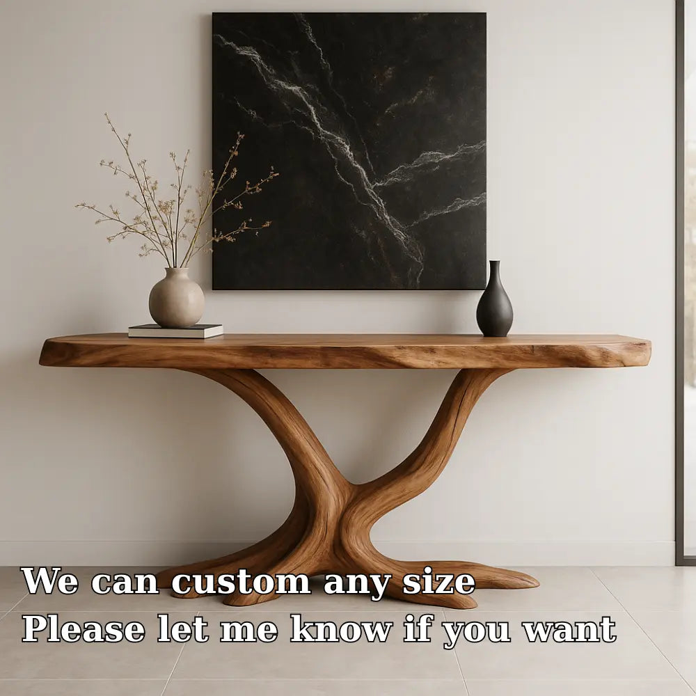 Handcrafted Solid Wood Console Table with Root Form Base – Modern Organic Design Kitchnce
