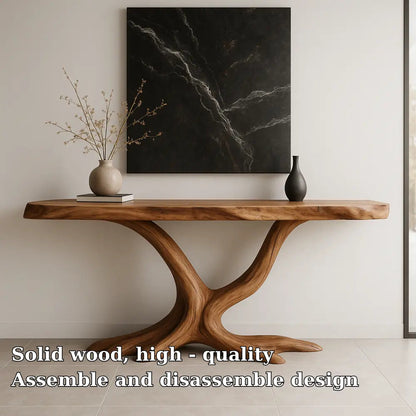 Handcrafted Solid Wood Console Table with Root Form Base – Modern Organic Design Kitchnce