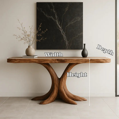 Handcrafted Solid Wood Console Table with Root-Inspired Base – Organic Modern Entryway Kitchnce