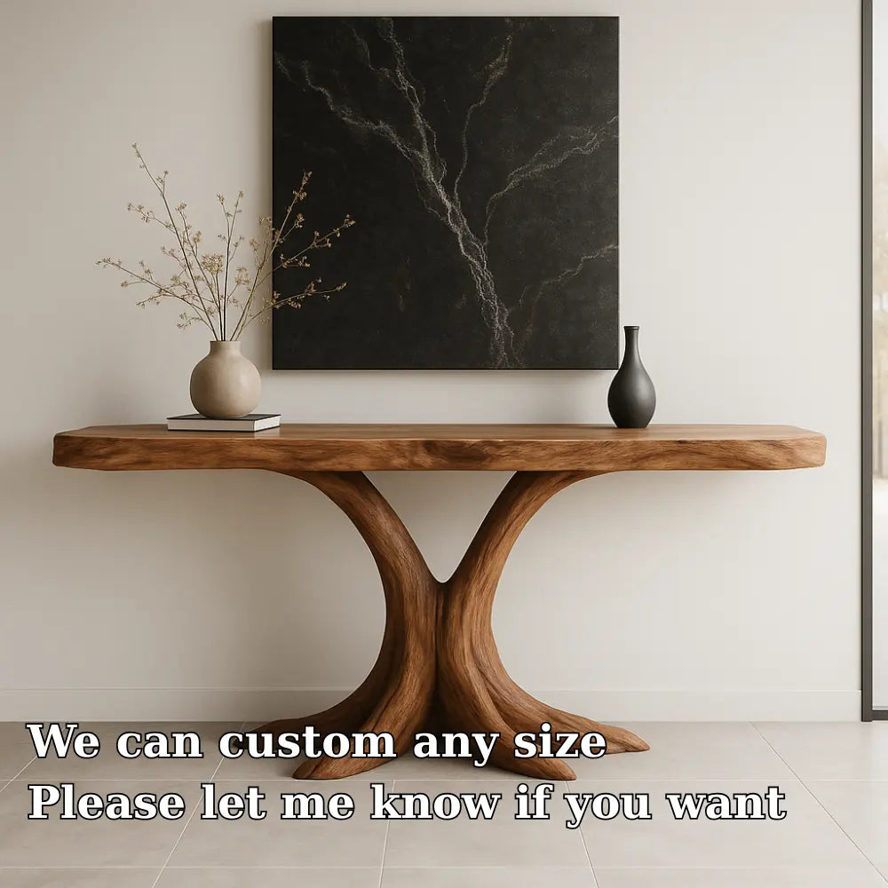 Handcrafted Solid Wood Console Table with Root-Inspired Base – Organic Modern Entryway Kitchnce