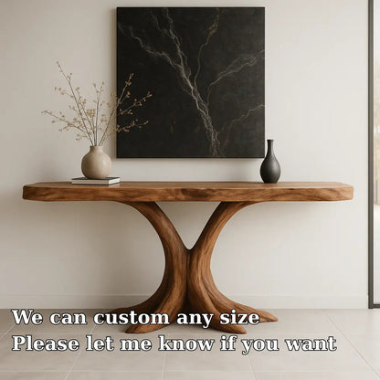 Handcrafted Solid Wood Console Table with Root-Inspired Base – Organic Modern Entryway Kitchnce