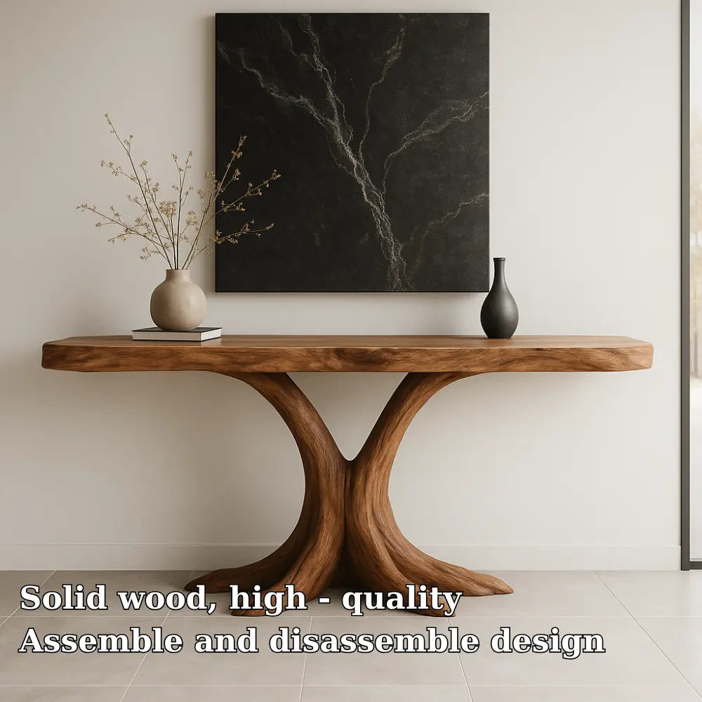 Handcrafted Solid Wood Console Table with Root-Inspired Base – Organic Modern Entryway Kitchnce