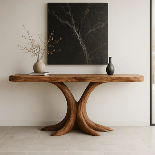 Handcrafted Solid Wood Console Table with Root-Inspired Base – Organic Modern Entryway Kitchnce