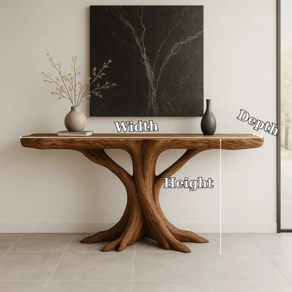 Handcrafted Solid Wood Console Table with Root-Inspired Design – Organic Modern Furniture Kitchnce