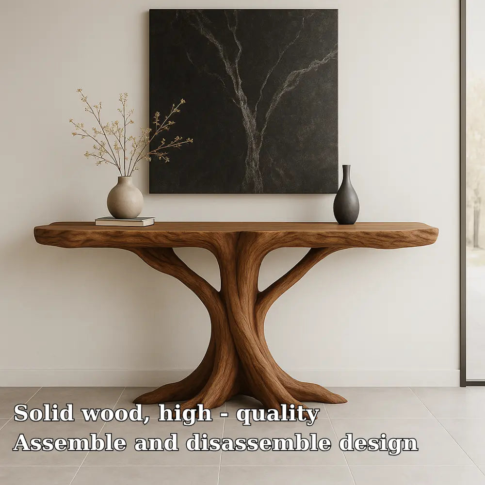 Handcrafted Solid Wood Console Table with Root-Inspired Design – Organic Modern Furniture Kitchnce