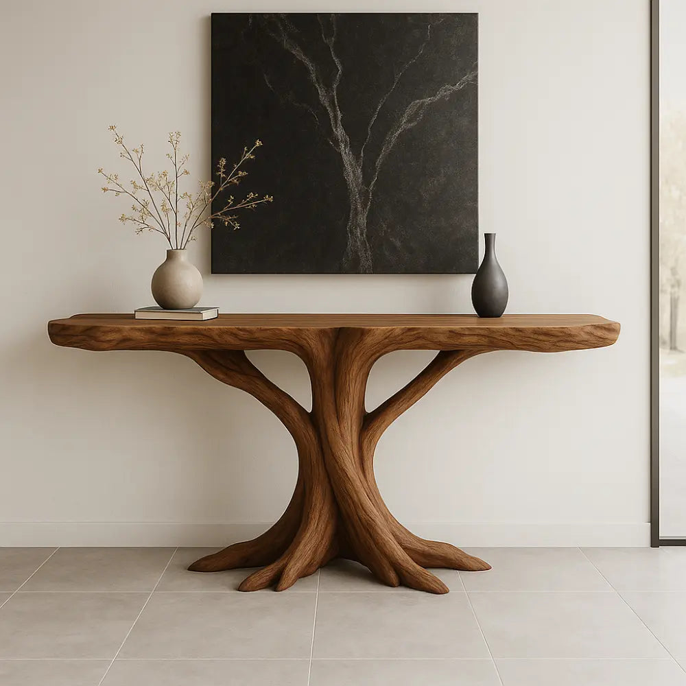 Handcrafted Solid Wood Console Table with Root-Inspired Design – Organic Modern Furniture Kitchnce