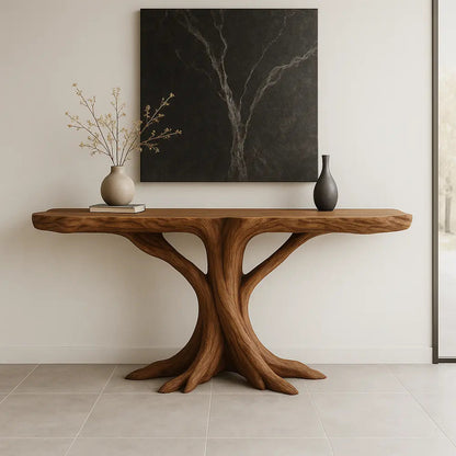 Handcrafted Solid Wood Console Table with Root-Inspired Design – Organic Modern Furniture Kitchnce