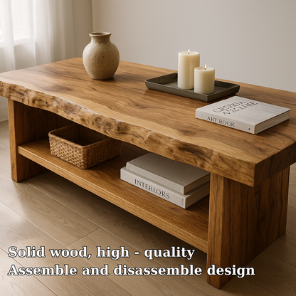 Handcrafted Solid Wood Coffee Table with Live Edge – Natural Rustic Centerpiece for Living Room Kitchnce