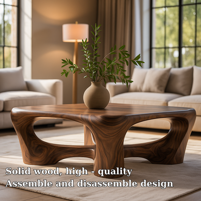 Handcrafted Solid Wood Coffee Table – Sculptural Organic Design for Modern Elegant Living Rooms Kitchnce