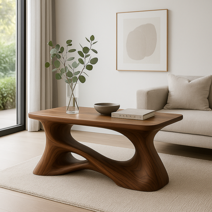 Handcrafted Solid Wood Coffee Table – Artistic Flowing Design for Modern Minimalist Interiors Kitchnce