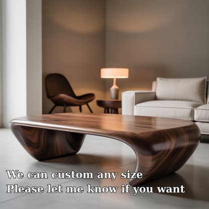 Handcrafted Solid Wood Coffee Table – Modern Sculptural Design with Smooth Organic Curves Kitchnce