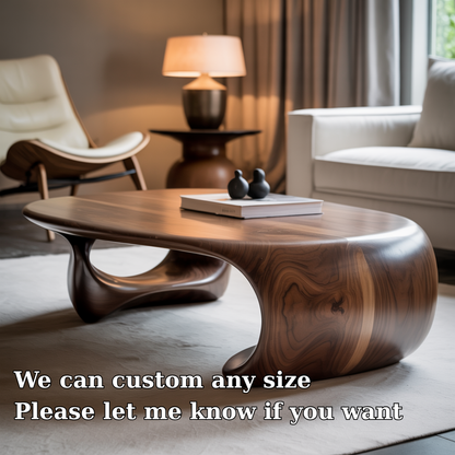 Handcrafted Solid Wood Coffee Table – Modern Organic Design with Flowing Sculptural Form Kitchnce